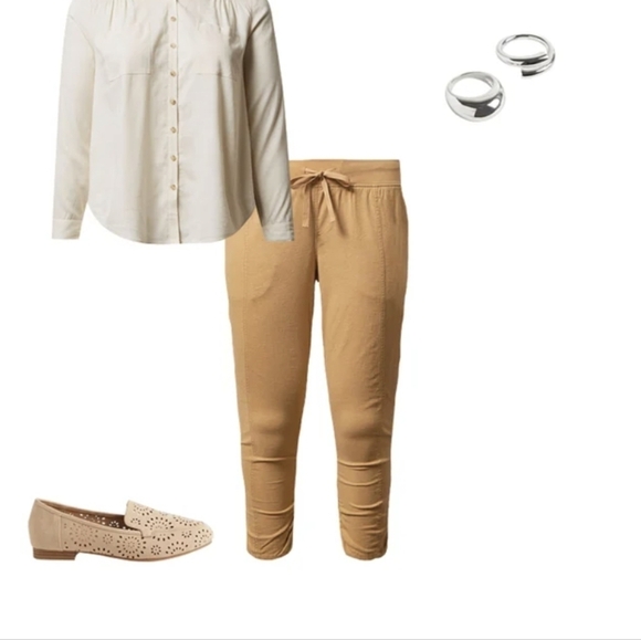 Torrid Stretch Linen Pants, Mid-Rise Side Cinch Pant Gold size 3x NWT - Picture 5 of 9